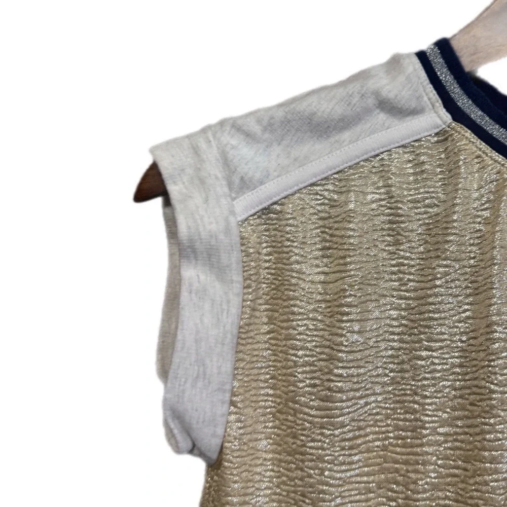 Crewcuts J.Crew Gold Metallic Textured Dress Kids 14 Shimmer Drop Waist EC4V 6JA